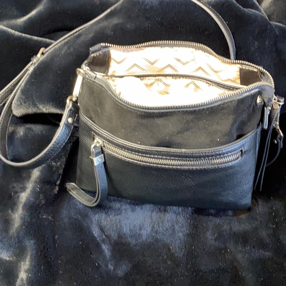 Black suede and leather purse Medium sized